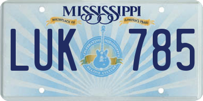 MS license plate LUK785
