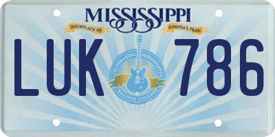 MS license plate LUK786