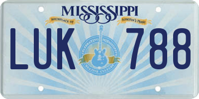MS license plate LUK788