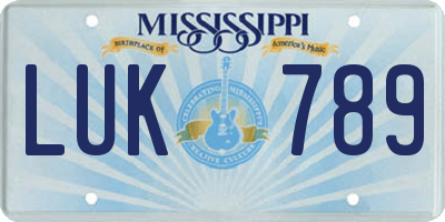 MS license plate LUK789
