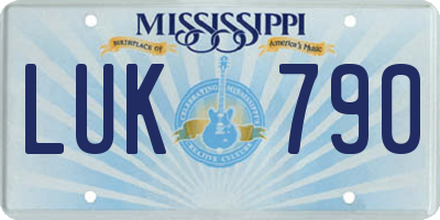MS license plate LUK790