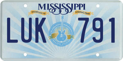 MS license plate LUK791