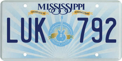 MS license plate LUK792