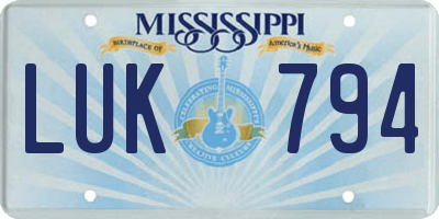MS license plate LUK794