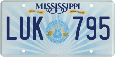 MS license plate LUK795