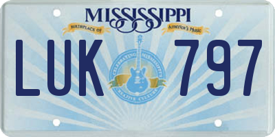 MS license plate LUK797