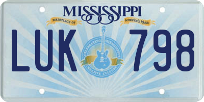 MS license plate LUK798