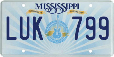 MS license plate LUK799