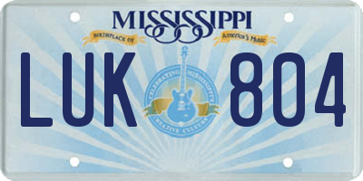 MS license plate LUK804