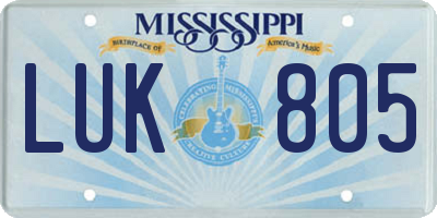 MS license plate LUK805