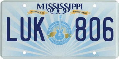 MS license plate LUK806