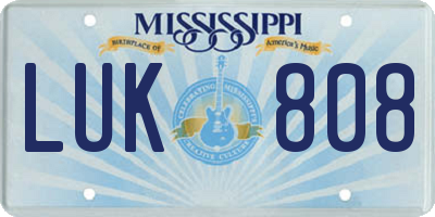 MS license plate LUK808