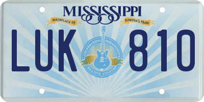 MS license plate LUK810