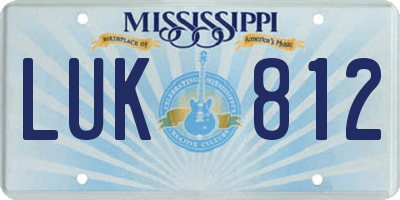 MS license plate LUK812