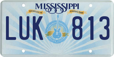 MS license plate LUK813