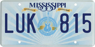 MS license plate LUK815