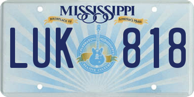 MS license plate LUK818
