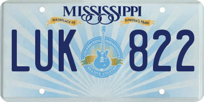 MS license plate LUK822