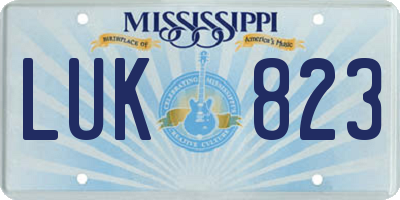 MS license plate LUK823
