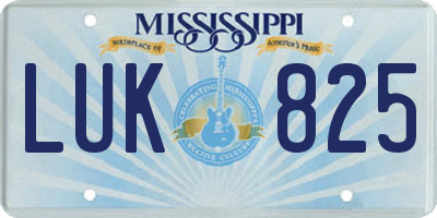MS license plate LUK825