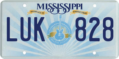 MS license plate LUK828