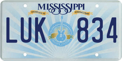 MS license plate LUK834