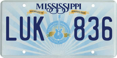 MS license plate LUK836