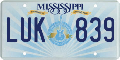 MS license plate LUK839