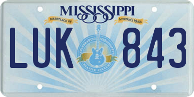 MS license plate LUK843