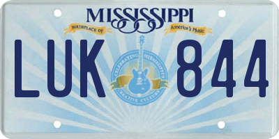 MS license plate LUK844
