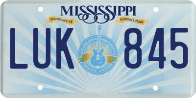 MS license plate LUK845