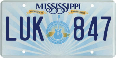 MS license plate LUK847