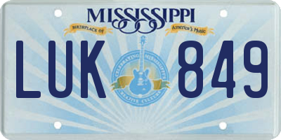 MS license plate LUK849