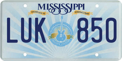 MS license plate LUK850