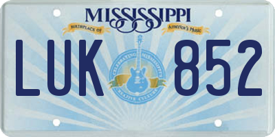 MS license plate LUK852