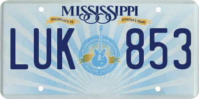 MS license plate LUK853