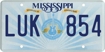 MS license plate LUK854