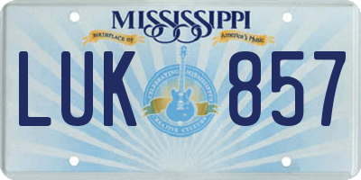 MS license plate LUK857
