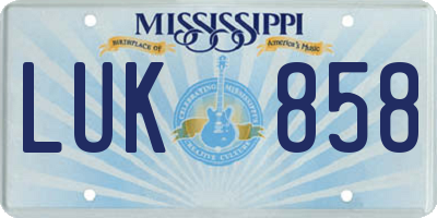 MS license plate LUK858