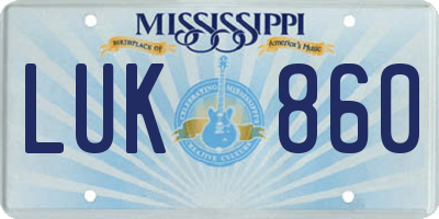 MS license plate LUK860