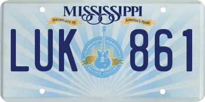 MS license plate LUK861