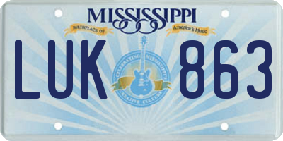 MS license plate LUK863