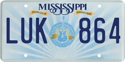 MS license plate LUK864
