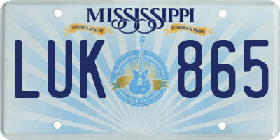 MS license plate LUK865