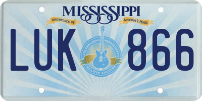 MS license plate LUK866