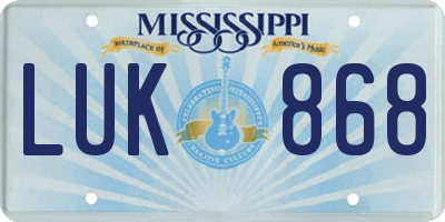 MS license plate LUK868
