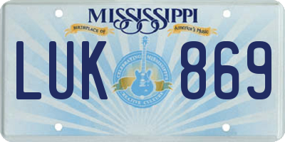 MS license plate LUK869
