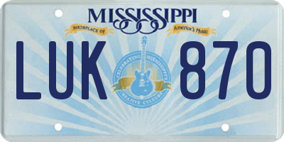 MS license plate LUK870