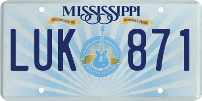 MS license plate LUK871