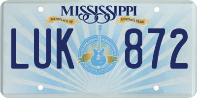 MS license plate LUK872